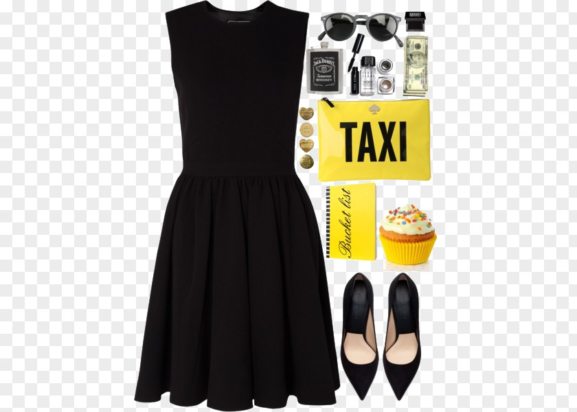 Black Dress And High Heels Robe High-heeled Footwear Clothing Shoe PNG