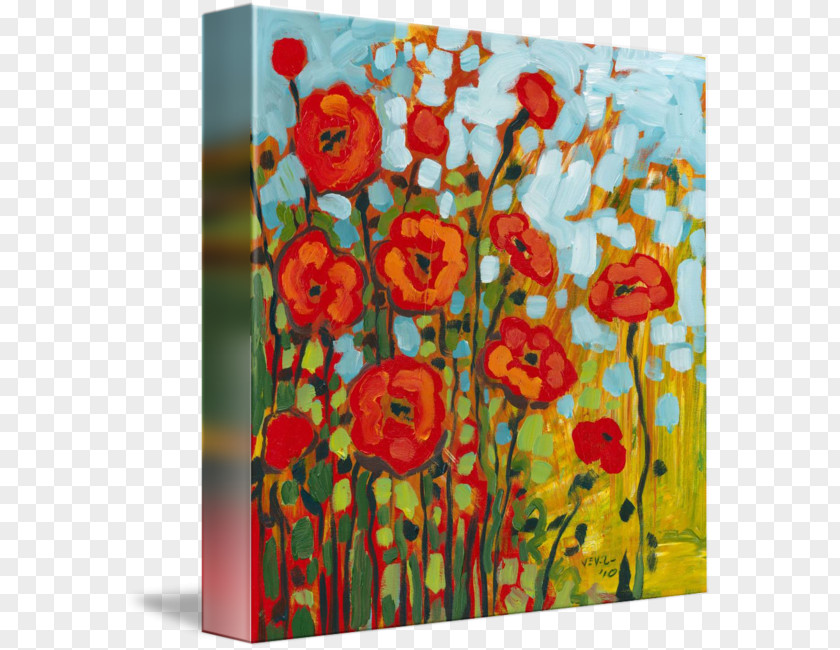 Poppy Field Painting Art Poppies Canvas Print PNG