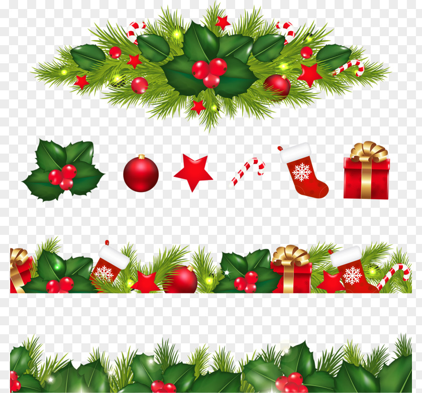 Christmas Border Decoration Garland Clip Art PNG