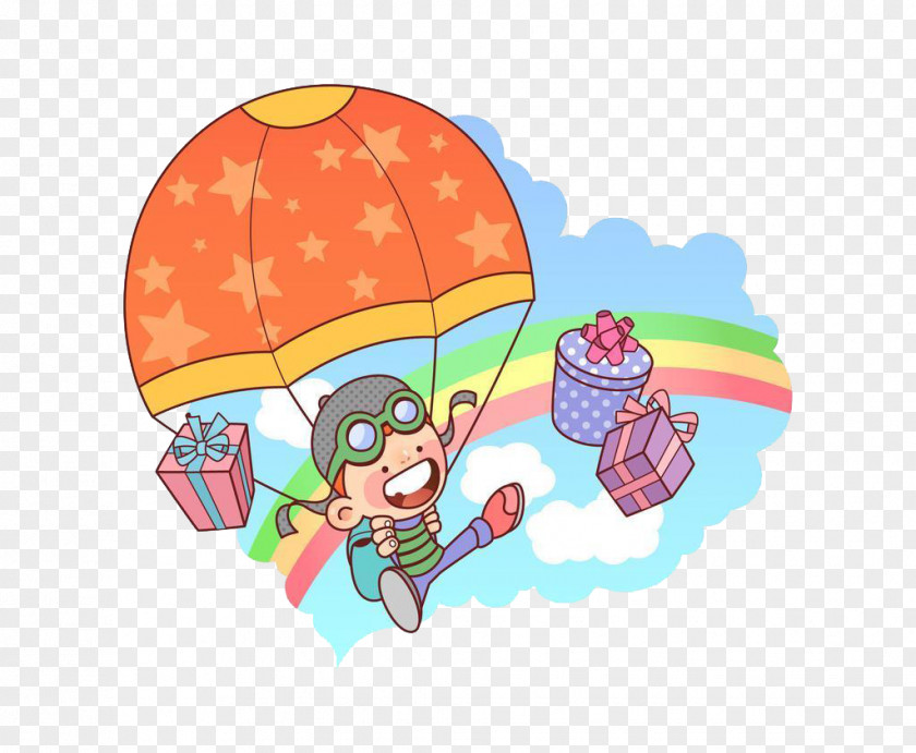 Colored Parachute Element Cartoon Animation Illustration PNG