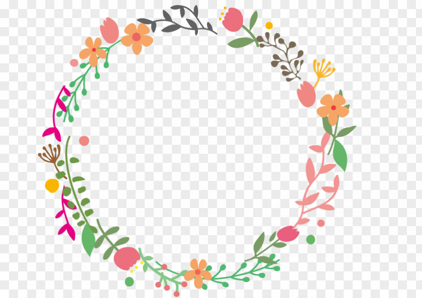 Flowers And Leaves Watercolor Circle Frame. PNG