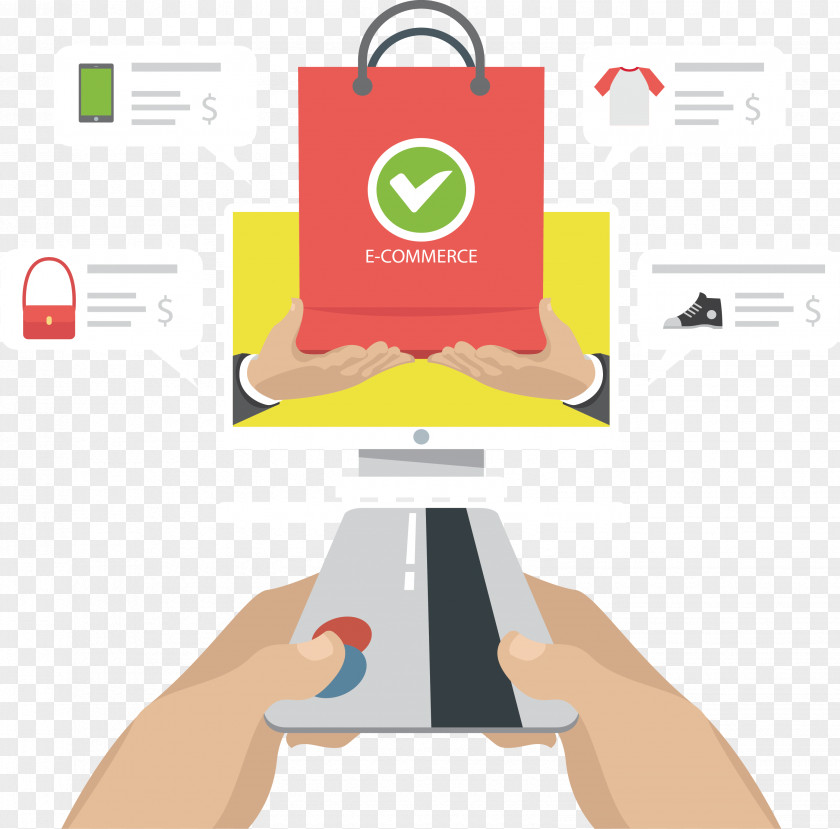 Red Shopping Bag Electricity Supplier Posters E-commerce Paper Euclidean Vector Mobile Commerce PNG