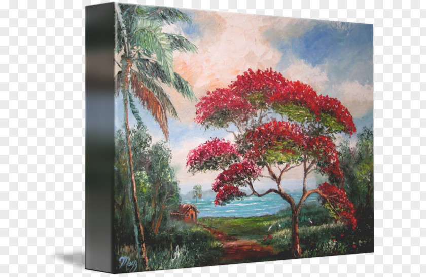 Royal Poinciana Painting Acrylic Paint Tree Modern Art PNG