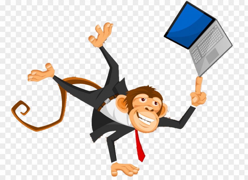 Playing Computer Monkey Ape Clip Art PNG