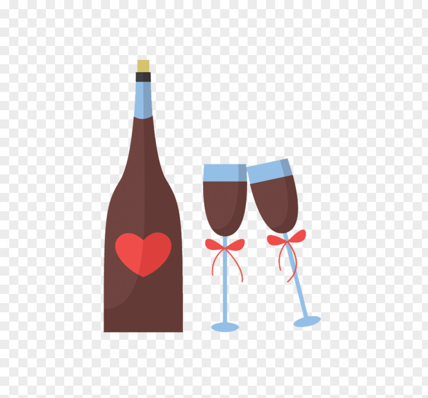 Vector Wine Goblet Creative Valentine's Day Red Glass Euclidean PNG