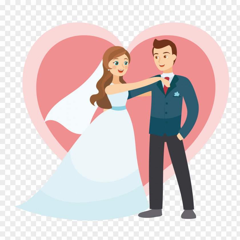 Happy Wedding With Red Heart Invitation Euclidean Vector Couple PNG