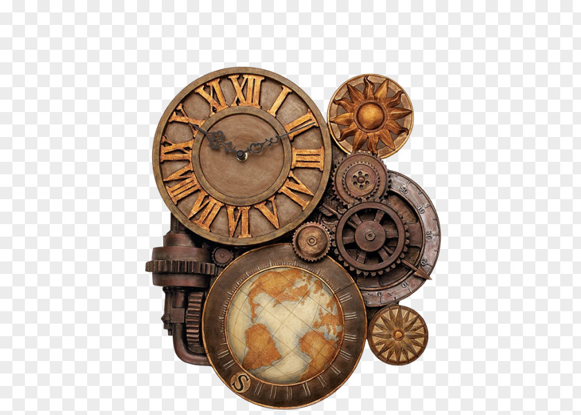 Antique Bronze Clock Face PNG