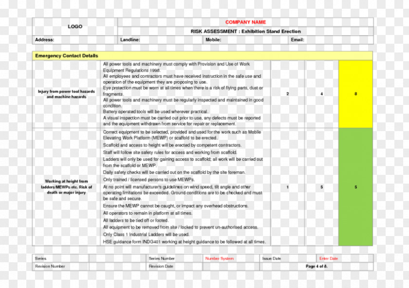 Going Away Risk Assessment Document Template Contract PNG