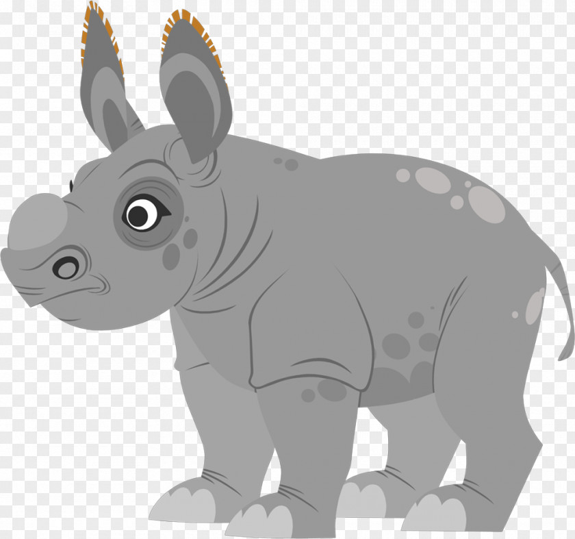 Wildlife Indian Rhinoceros Cartoon Kids PNG