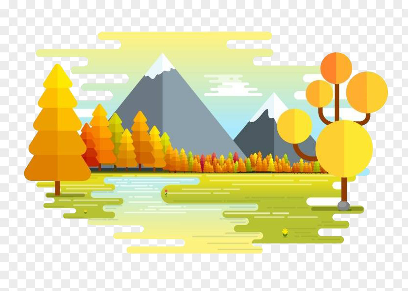 Autumn Landscape Flat Design Illustration PNG