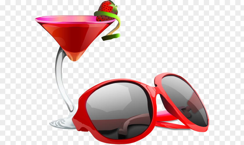 Red Glasses Cocktail Sunglasses Cup PNG