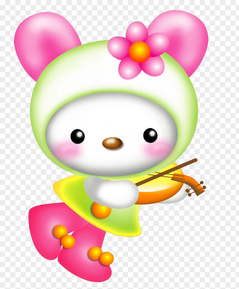 Playing The Violin Cartoon Pink Bear Clip Art PNG