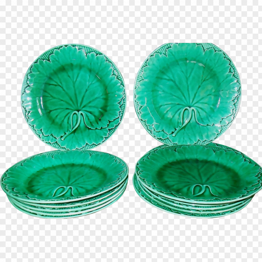 Tableware Plate Green Turquoise Teal Leaf Aqua PNG
