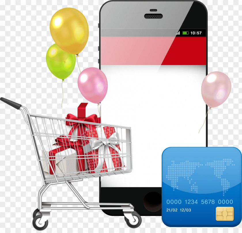 Vector Shopping Cart With Phone Download Clip Art PNG