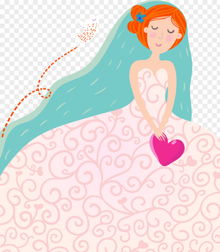 Cartoon Bride Illustration PNG