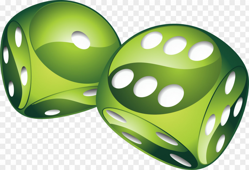 Vector Hand Painted Green Dice PNG