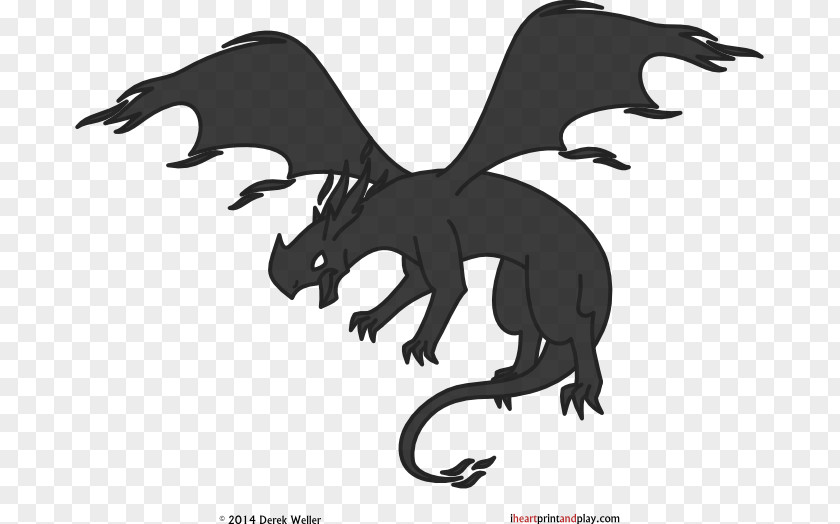 Dragon Carnivora Cartoon Silhouette Black PNG