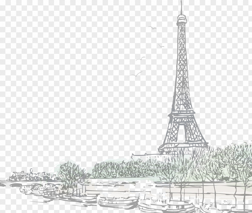 Eiffel Tower Seine Sacré-Cœur, Paris Drawing PNG