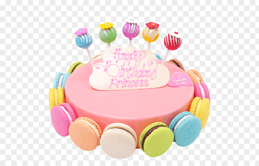 Blush Floral Birthday Cake Torte Macaron PNG