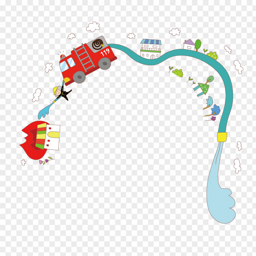 Cartoon Train Toy Design Fire Extinguisher Rail Transport Drawing PNG