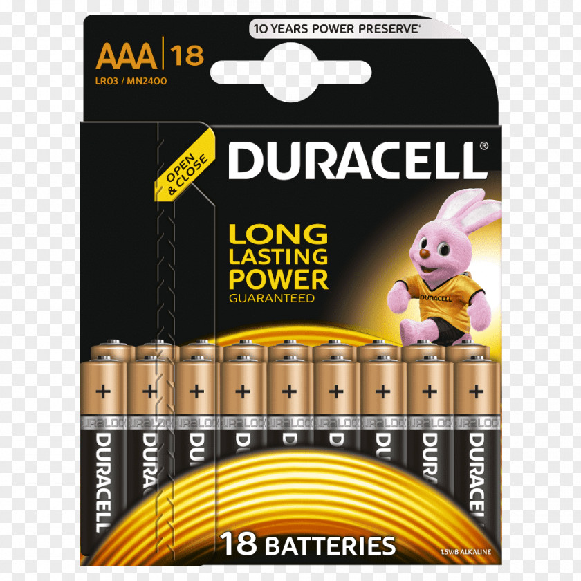 Duracell AAA Battery Electric Alkaline PNG