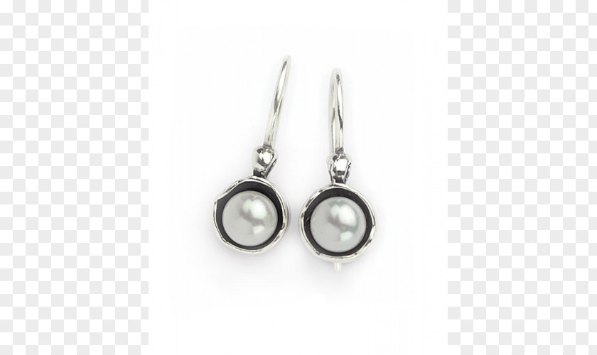 Large Pearl Earring Silver Necklace PNG