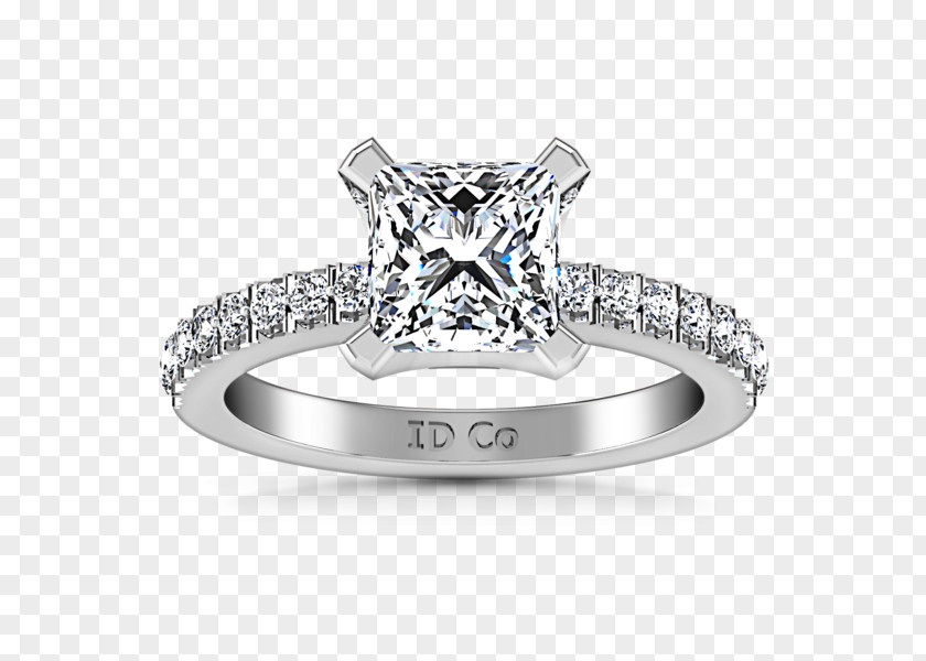 Diamond Princess Cut Engagement Ring PNG