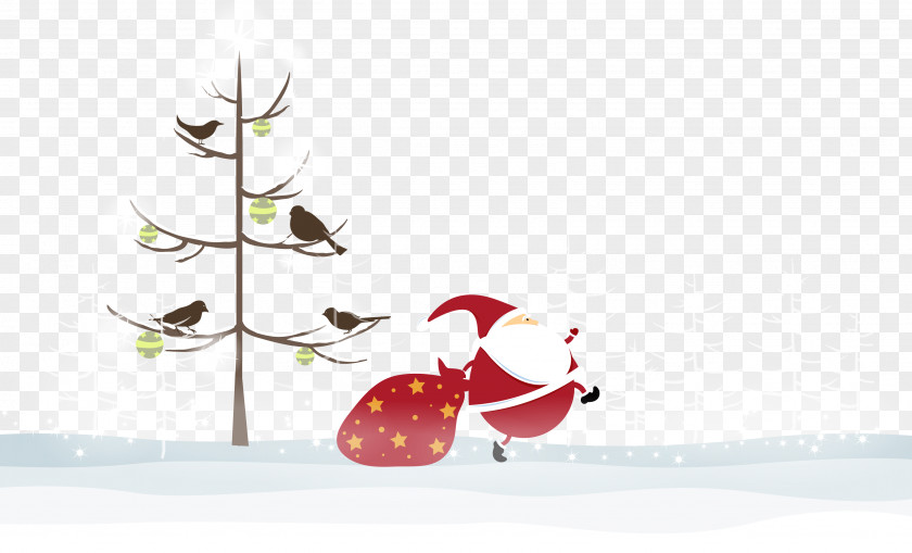 Vector Santa Claus Christmas Tree Illustration PNG