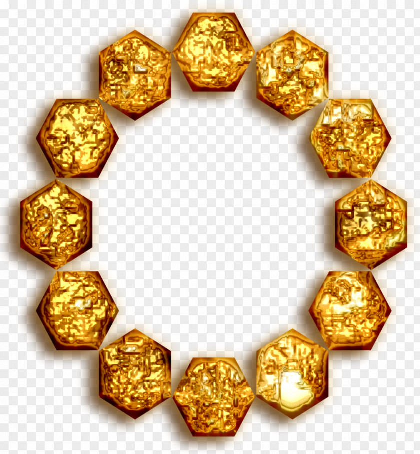 Gold Hexagon Geometry PNG
