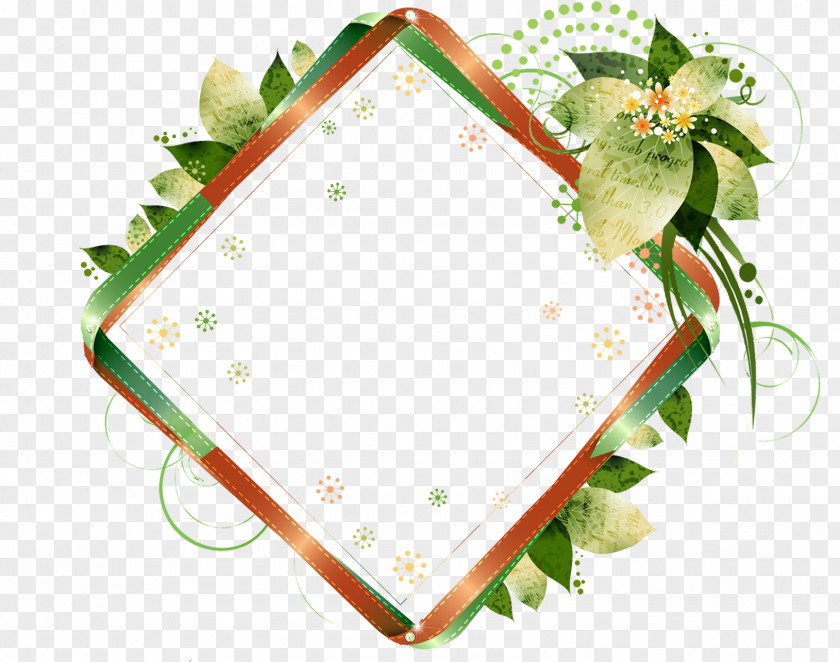 Green Diamond Pattern Frame Picture Flower PNG