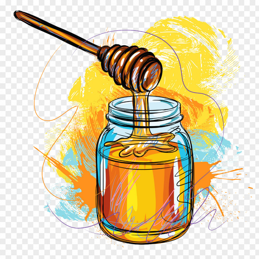 Hand-painted Delicious Honey Yuja Tea Bee Nectar Illustration PNG