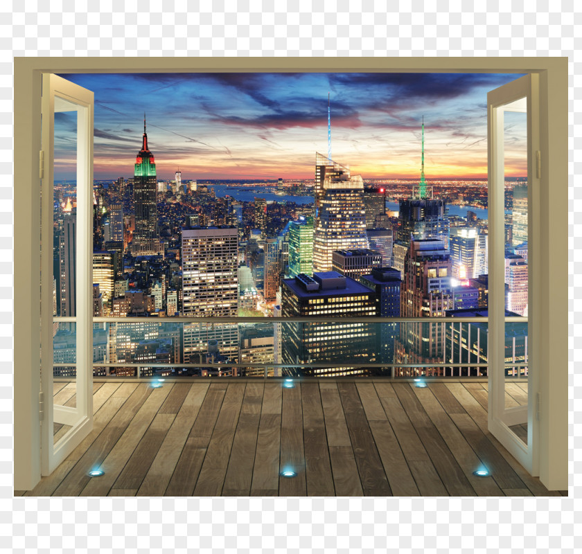 Skyline New York City Mural Wallpaper PNG