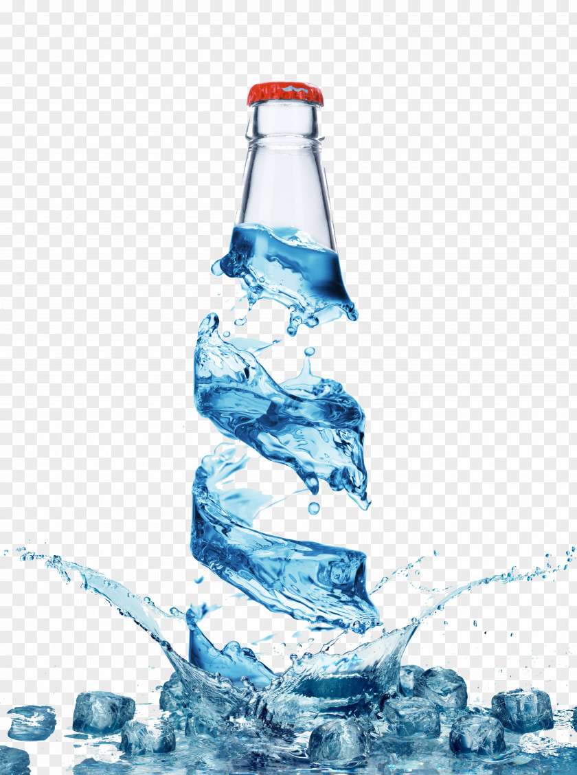 Mineral Water Bottles Bottled Purified Splash PNG