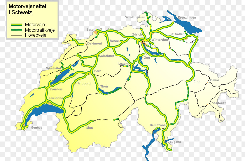 Switzerland Motorways Of World Map Road PNG