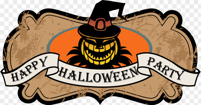 Vintage Halloween Label Vector Party PNG