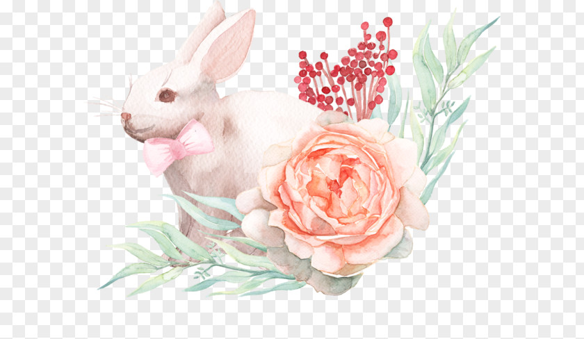 Bunny Template Watercolor Easter Painting PNG