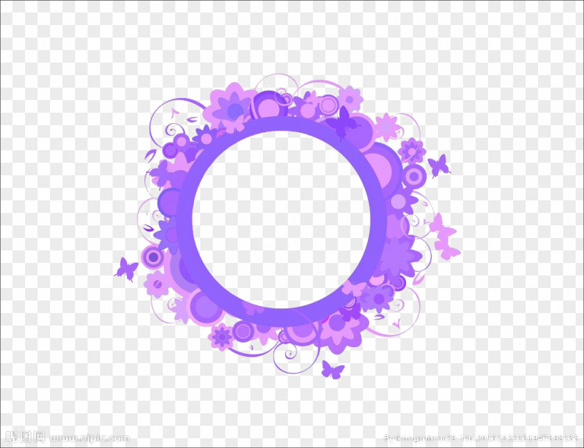 Purple Flower Frame Material PNG