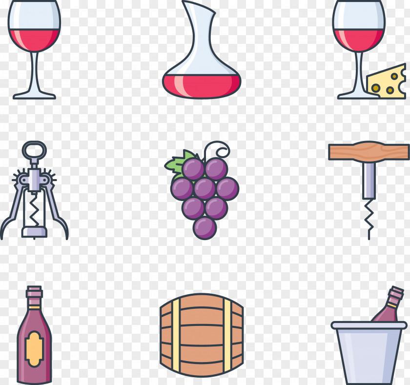 Grape Drink Set Red Wine White Common Vine Glass PNG