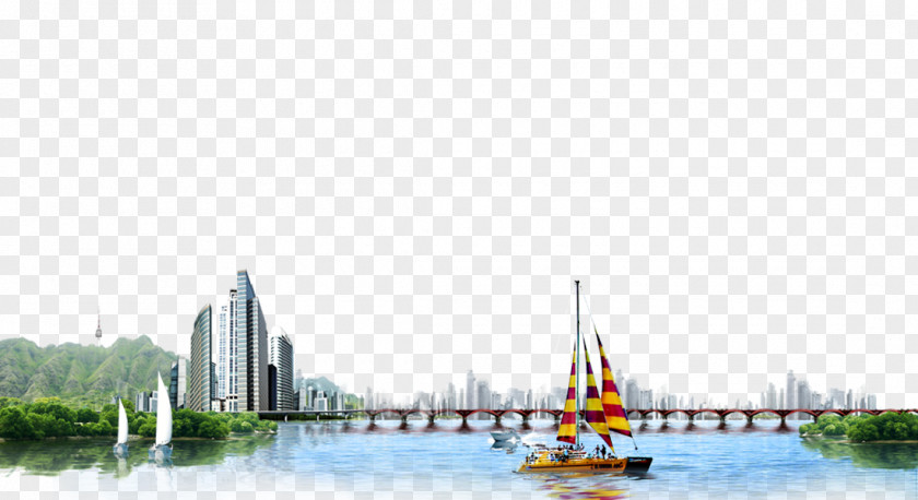 City Bridge Sailing Background Material The Iron Advertising Building PNG