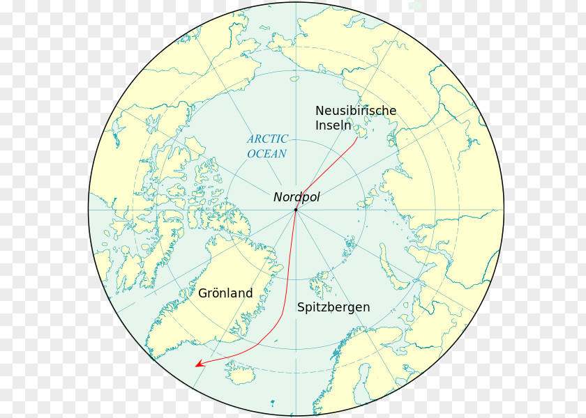 Map North Pole Nansen's Fram Expedition Franz Josef Land PNG