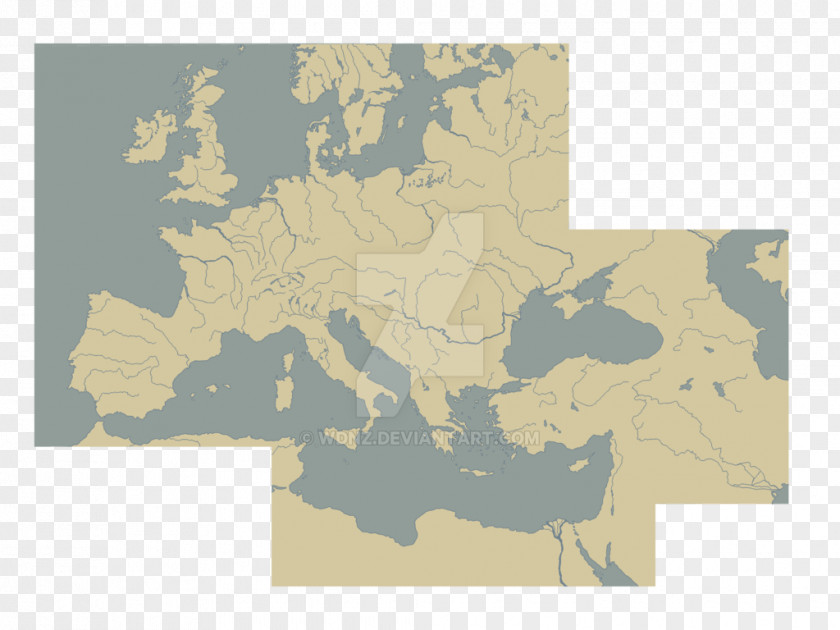 Rivers And Lakes First World War Europe Blank Map PNG