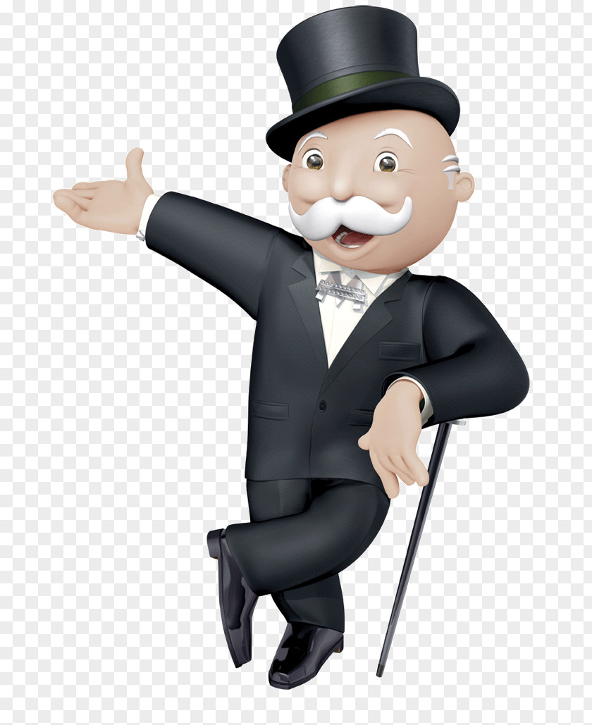 Mr Monopoly Standing PNG Standing, man wearing black suit with walking cane art clipart PNG