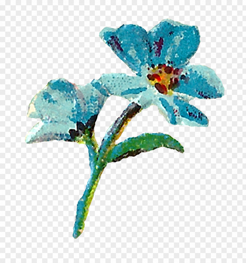 Blue Watercolor Flowers Cut Paper Craft Clip Art PNG