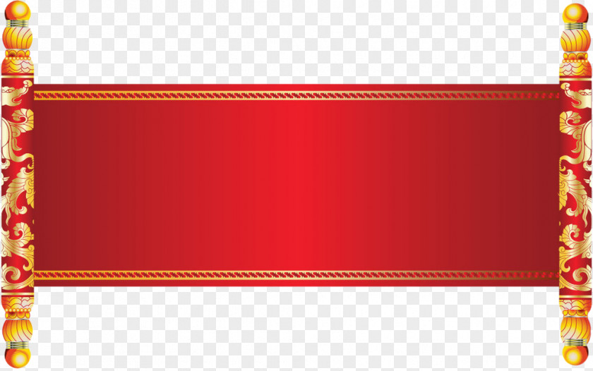 Red Chinese Dragon Pillars Reel Scroll Lotus Sutra Paper PNG