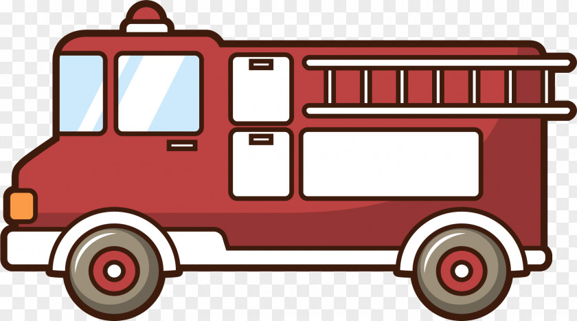 Red Fire Engine Car Motor Vehicle Firefighter Drawing PNG