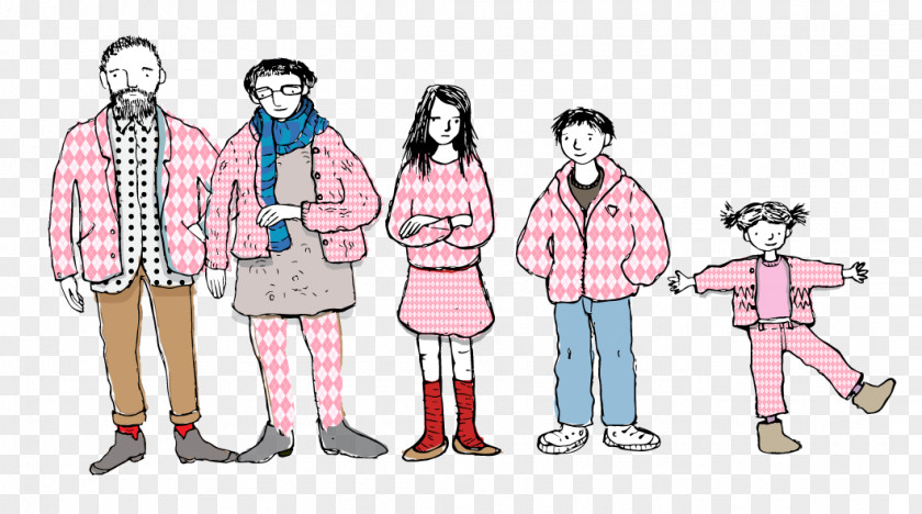 Plaid Jacket Illustration Family Outerwear Cartoon Drawing PNG