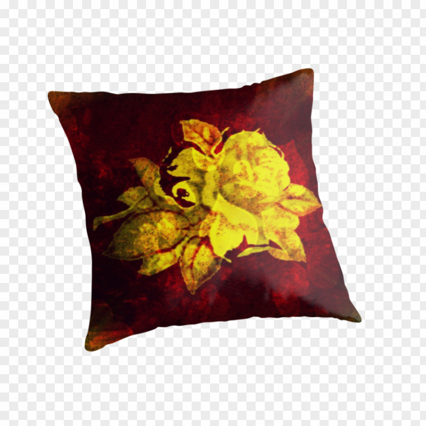 Burgundy Rose Throw Pillows Yellow Red Cushion PNG