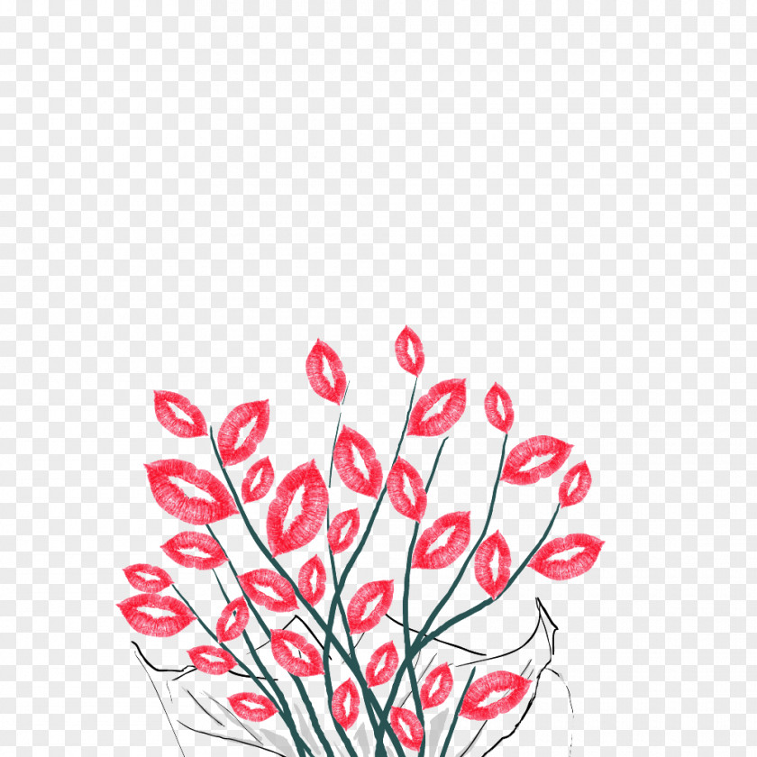 Lip Tree Flower Illustration PNG