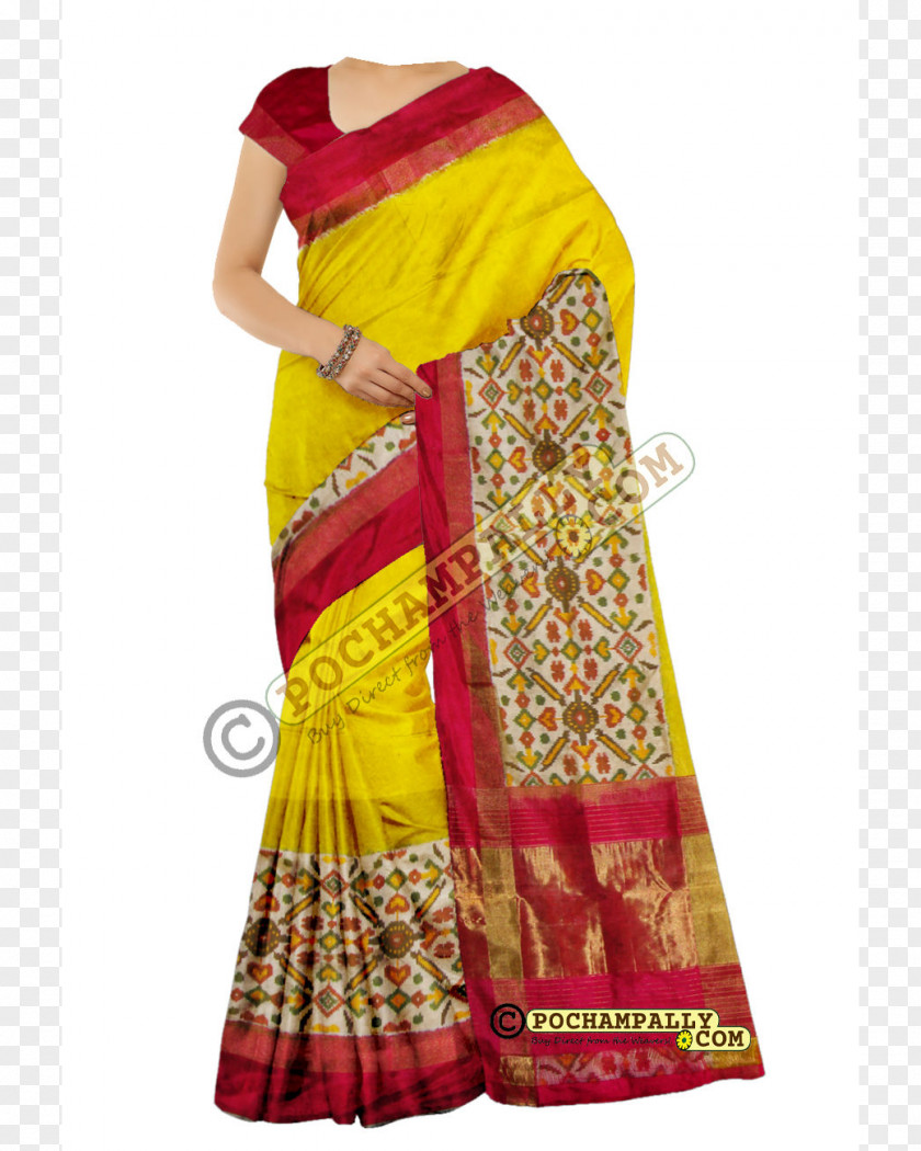 Handloom Silk Zari Pochampally Saree Ikat Sari PNG