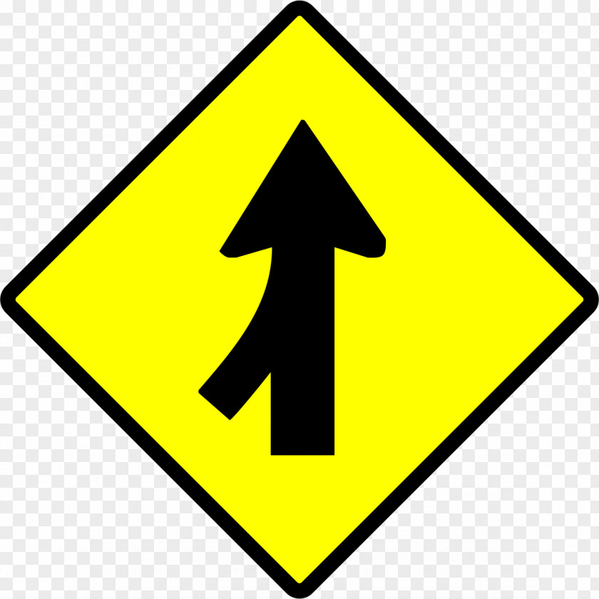 Road Sign Traffic Merge Warning Lane PNG